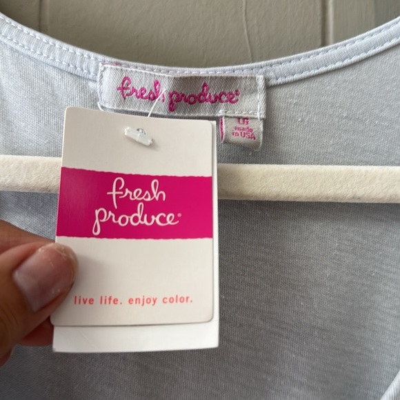 NEW Fresh Produce Aria Maxi Summer Dress Size Lg Gray Asymmetric Hem Stretch - Picture 2 of 9